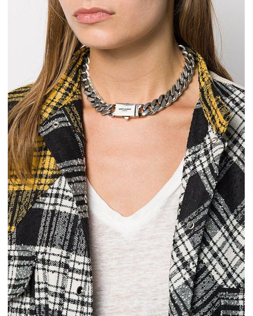Saint Laurent Metallic Chain-Detail Necklace