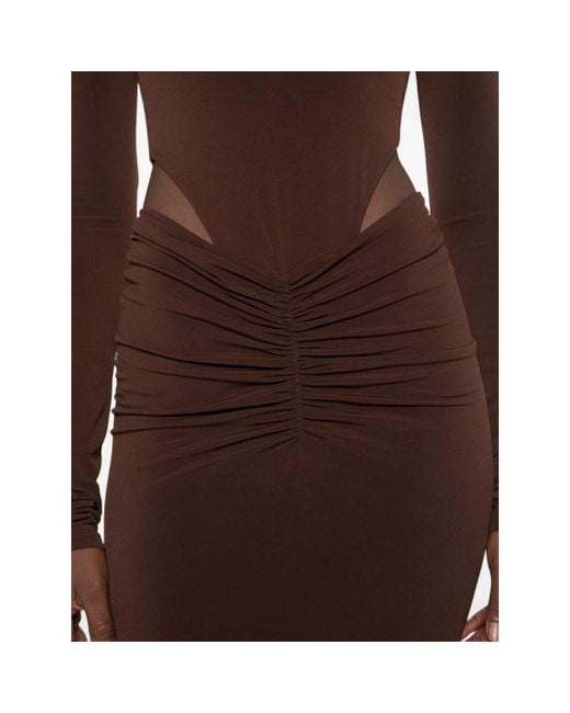 ANDAMANE Brown Heloise Cut-Out Ruched Midi Dress