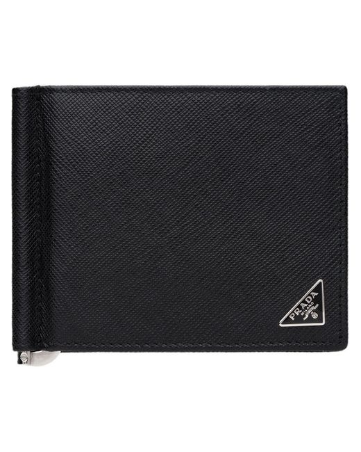 Prada Black Saffiano Leather Bi-fold Wallet for men
