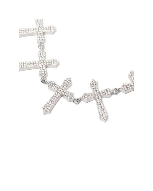 DARKAI White Cross Tennis Crystal-Embellished Necklace for men