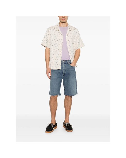 Agolde Blue Anson Frayed Shorts for men
