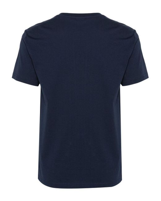 Emporio Armani Blue Logo-Print Cotton T-Shirt for men