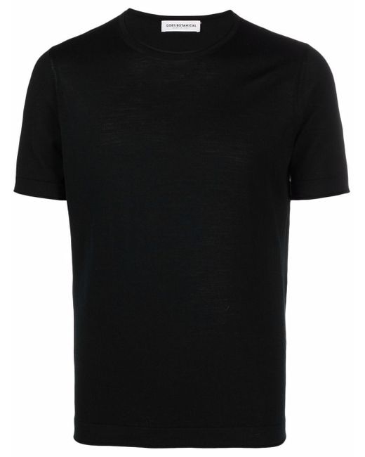 GOES BOTANICAL Black Crew-Neck Fitted T-Shirt for men