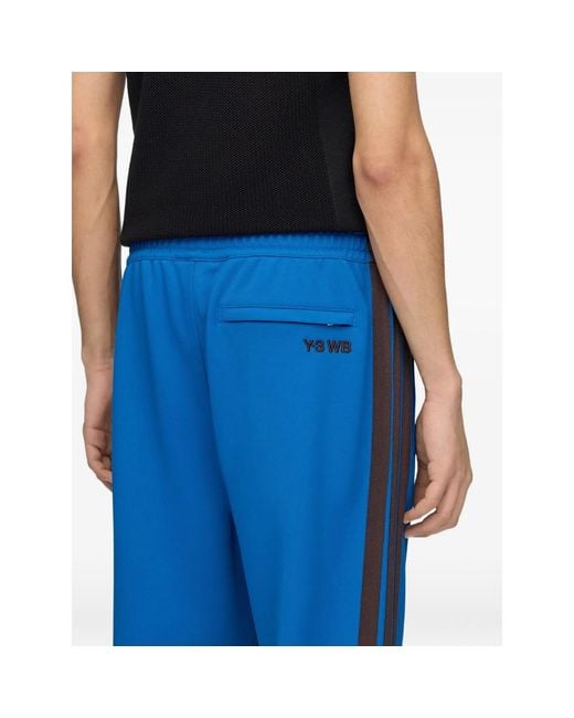 Y-3 X Wales Bonner Blue X Wales Bonner Y3 End Side-Stripe Track Pants for men