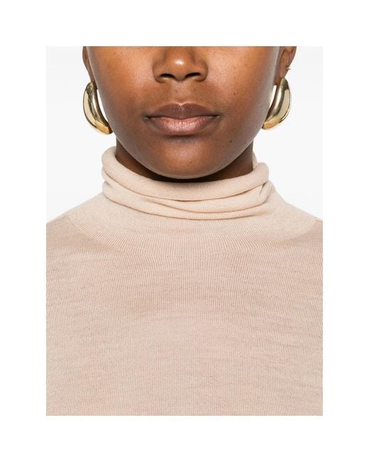 Carven Natural Turtleneck Long-Sleeves T-Shirt