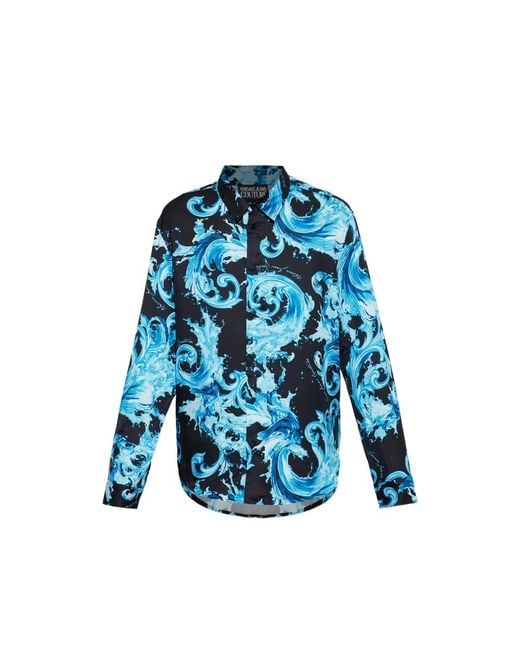 Versace Jeans Couture Blue Patterned Shirt for men