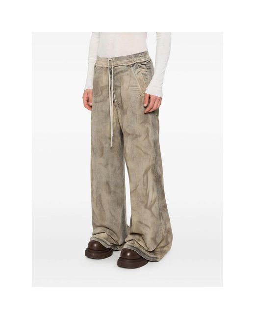 Rick Owens Gray Drawstring Wide-Leg Jeans for men