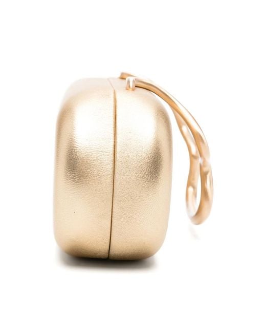 Cult Gaia Natural Ilaria Metallic-Finish Wave-Handle Clutch Bag