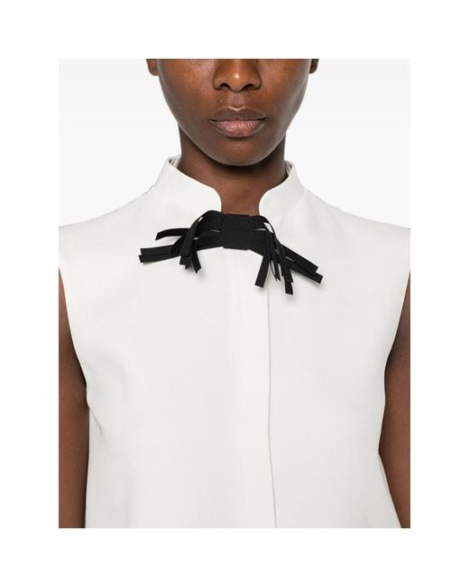 Giorgio Armani White Bow-Detail Sleeveless Shirt