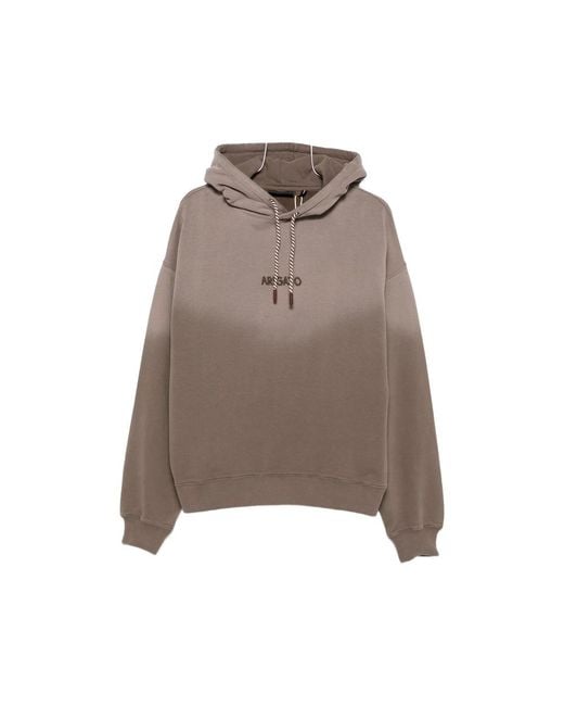Axel Arigato Brown Logo-Embroidered Drawstring Hoodie for men