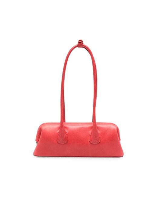 OSOI Red Mini Boat Leather Tote Bag