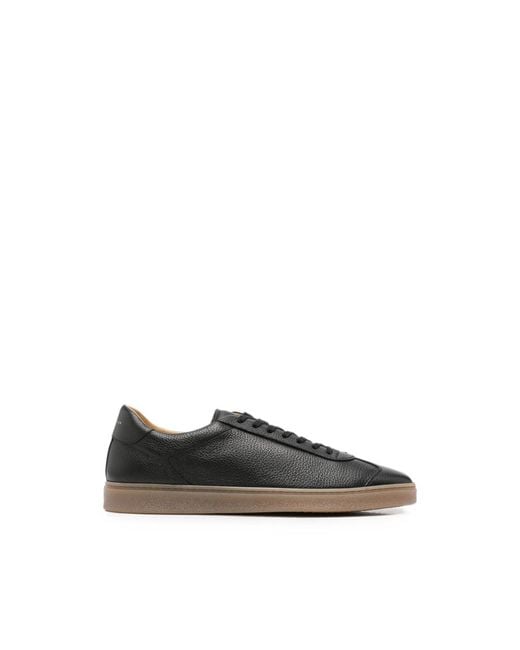 Henderson Black Pebbled-Leather Sneakers for men