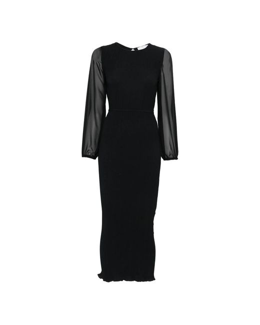 Never Fully Dressed Black Perrie Sheer-Sleeved Maxi Dress