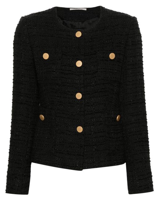 Tagliatore Black Long-Sleeve Tweed Jacket