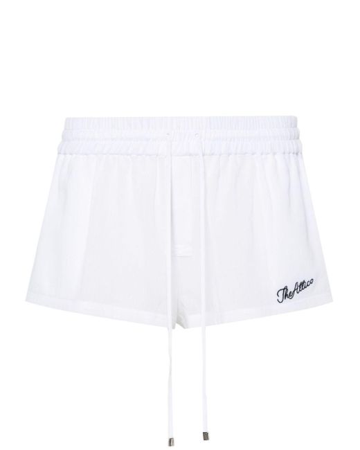 The Attico White Logo-Embroidered Cotton Shorts