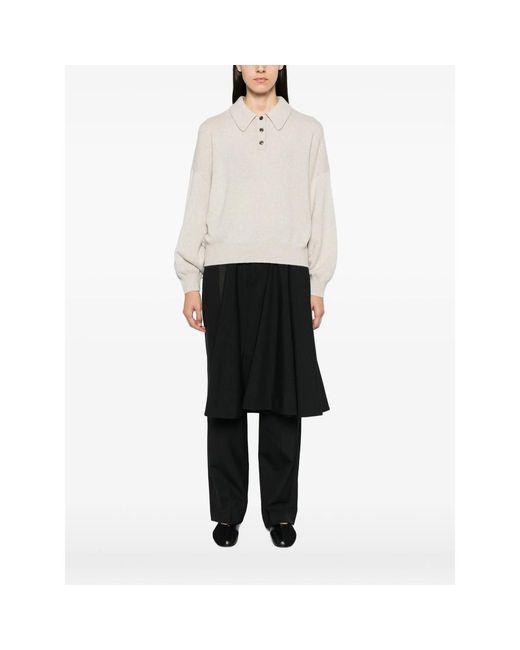 Lisa Yang Natural Etta Button-Placket Sweater