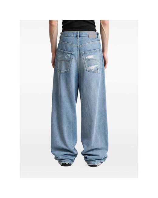 Balenciaga Blue Baggy-Fit Distressed Jeans for men