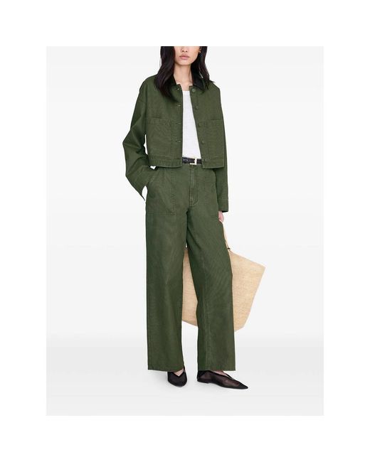 Anine Bing Green Yuma Cropped Jacket