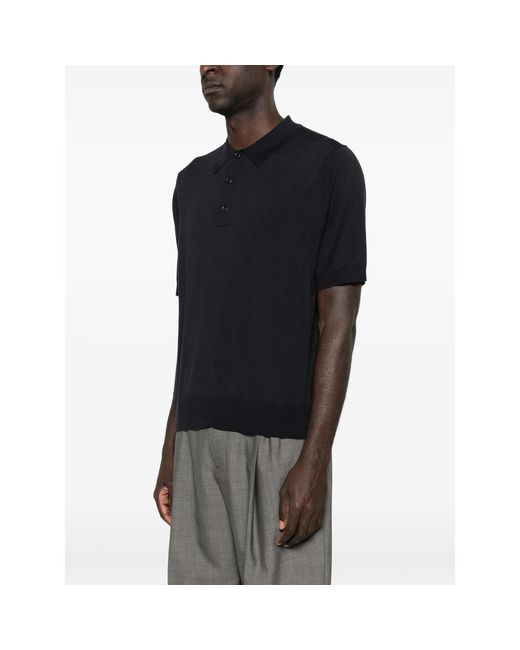 Studio Nicholson Black Arieta Button Short-Sleeve Polo Shirt for men