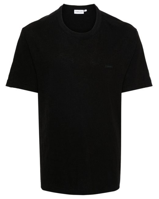 Calvin Klein Black Logo-Patch Cotton T-Shirt for men