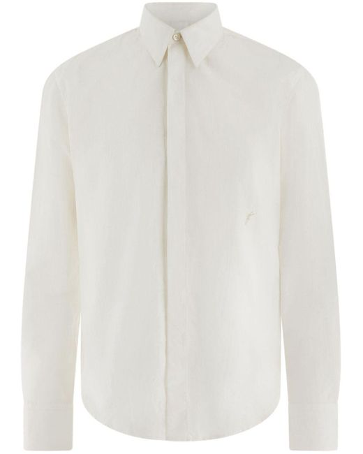 Ferragamo White Monogramed Cotton Shirt for men