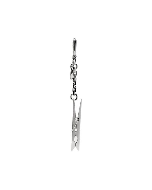 Maison Margiela Metallic Clothespin-Shaped Chain Keyring for men