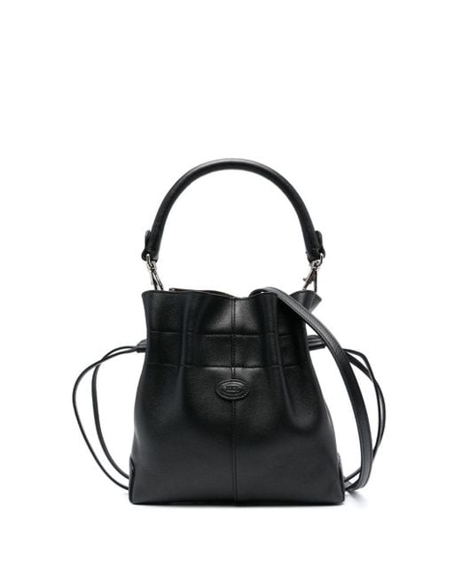 Tod's Black Logo-Patch Leather Bucket Bag