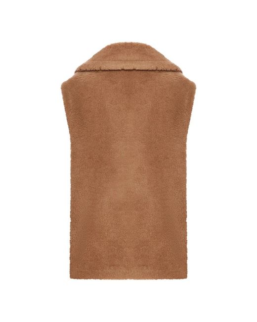Max Mara Brown Double-Breasted Fur Gilet