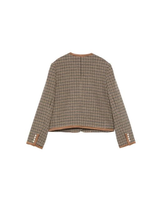 DUNST Brown Houndstooth Pearl-Button Jacket
