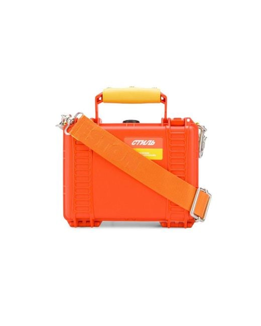 Heron Preston Orange Tool Tote Bag In Synthetic Fiber With Logo Shoulder Strap And Details In Yellow