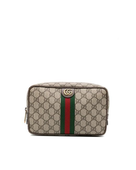 Gucci Gray Clutch 'Ophidia' With Gg Plate Details On The Front And Web Detail On The Front for men