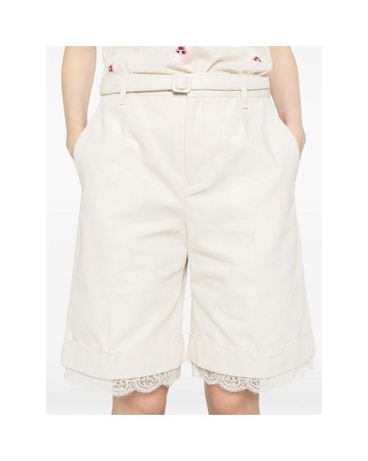 Vivetta White Belted Lace Shorts