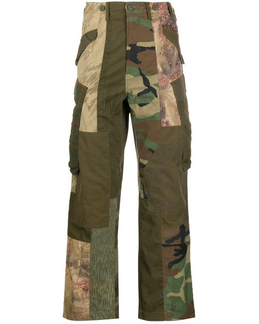 Maharishi Green Upcycled Patchwork Cargo Trousers for men