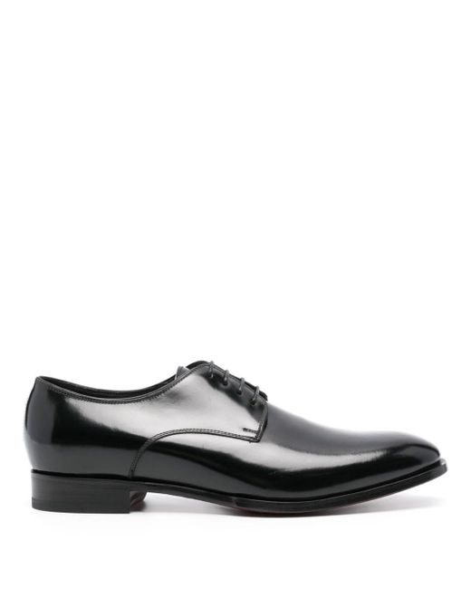 Tagliatore Black Panelled Patent Leather Oxford Shoes for men