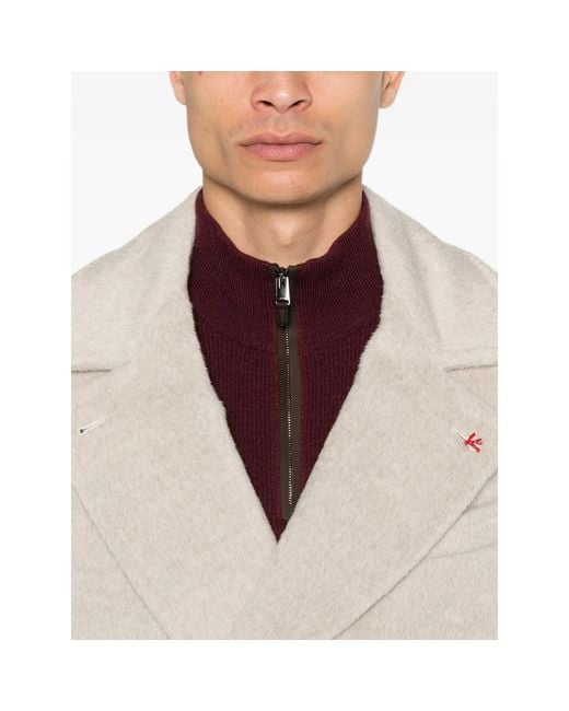 Isaia Natural Double-Breasted Coat for men