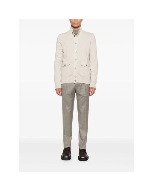 Fileria White Flap-Pocket Buttoned Cardigan for men