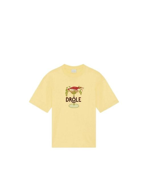 Drole de Monsieur Yellow Lobster Cup Embroidered T-Shirt for men
