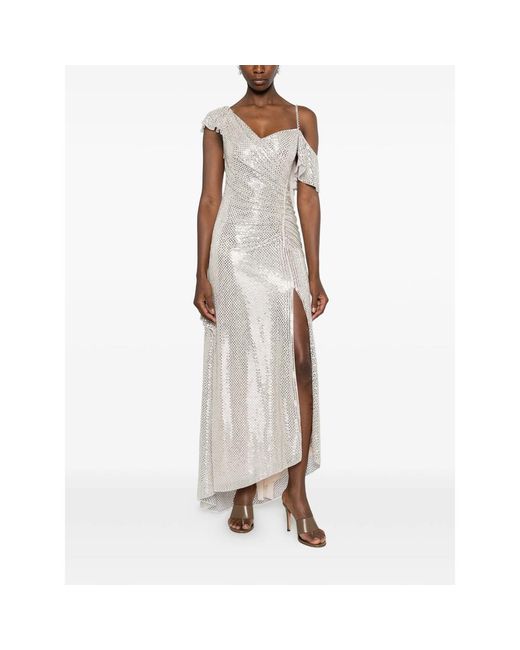 Self-Portrait White Dress With Sequin & Ruffles