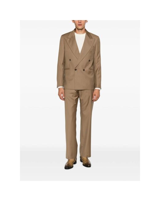 época Brown Double-Breasted Peak-Lapel Suit for men