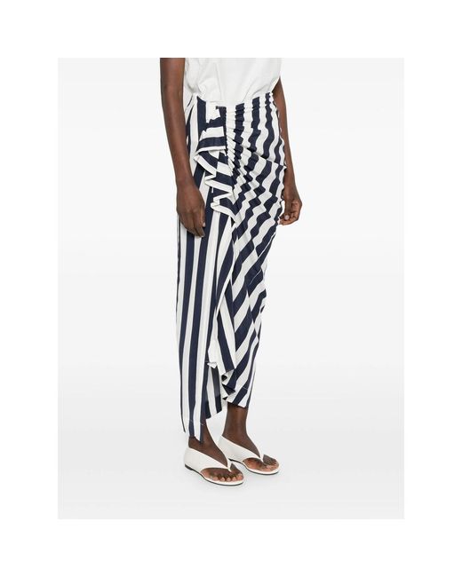 Bondi Born Black Orta Silk Striped Ruffled Midi Skirt
