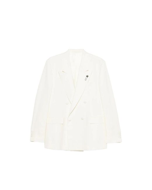Lardini White Double-Breasted Blazer for men