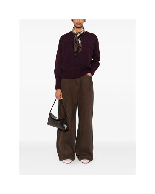 Lisa Yang Purple Round-Neck Cashmere Sweater