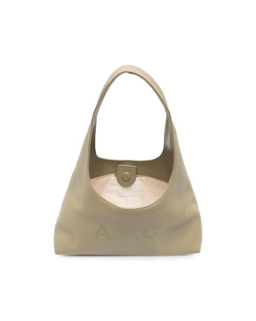 A.P.C. Gray A. P.C. Logo-Print Leather Tote Bag