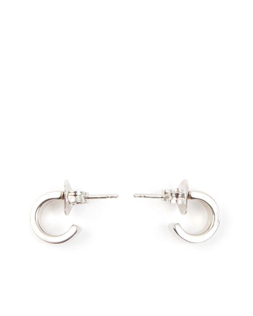 MM6 by Maison Martin Margiela White Numeric Engraved Hoop Earrings