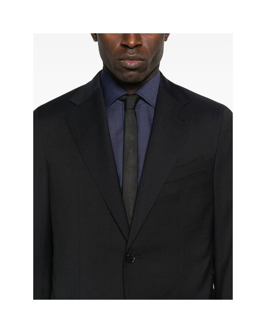 Caruso Black Aida Notched-Lapel Blazer for men