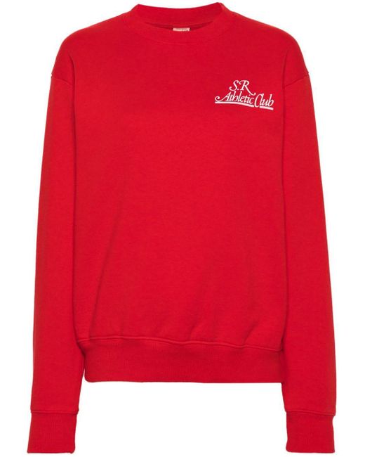 Sporty & Rich Red Logo-Printed Cotton Sweatshirt