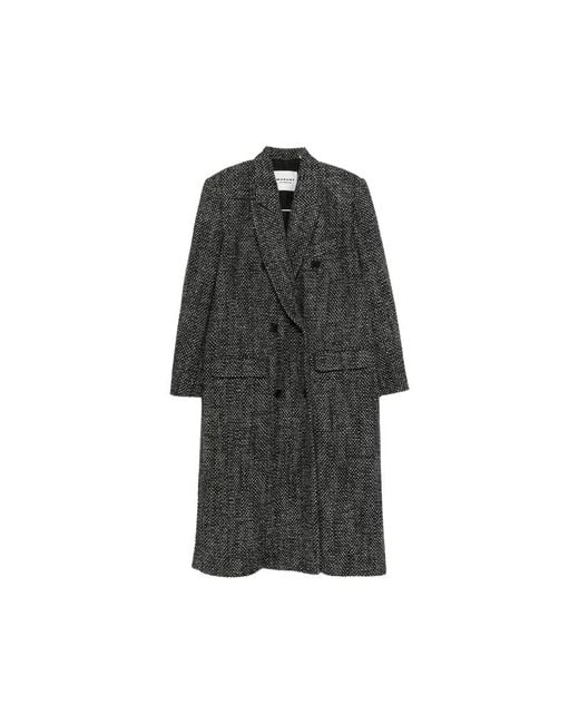 Isabel Marant Black Double-Breasted Long-Sleeve Coat