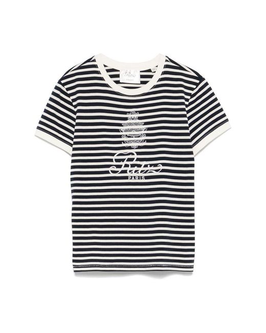FRAME x Ritz Paris Blue Logo-Embroidered T-Shirt