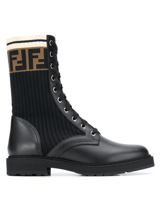 Fendi Black Rockoko Combat Boots