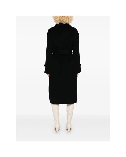 GLOX Black Belted Long-Sleeve Coat